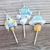 New Candle Astronaut Series Blue Space Astronaut Spaceship Rocket Cake Decoration Candle