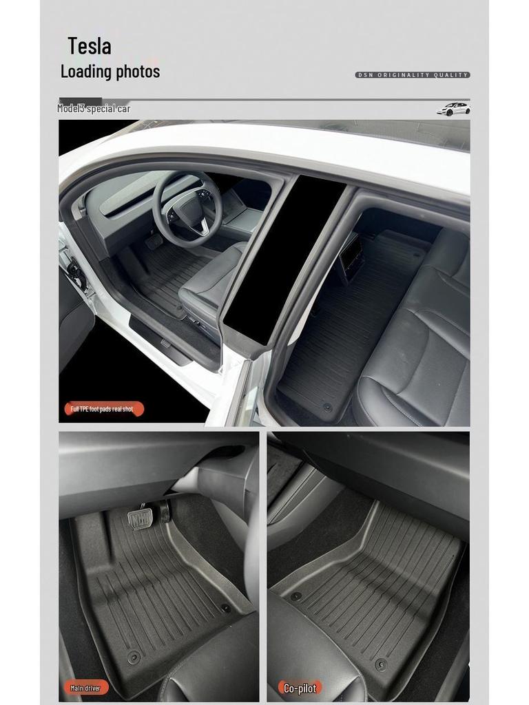 Tesla Model 3 Waterproof TPE Floor Mats, Double-Layer, Wear-Resistant with Lamb's Wool, Facelift Version.