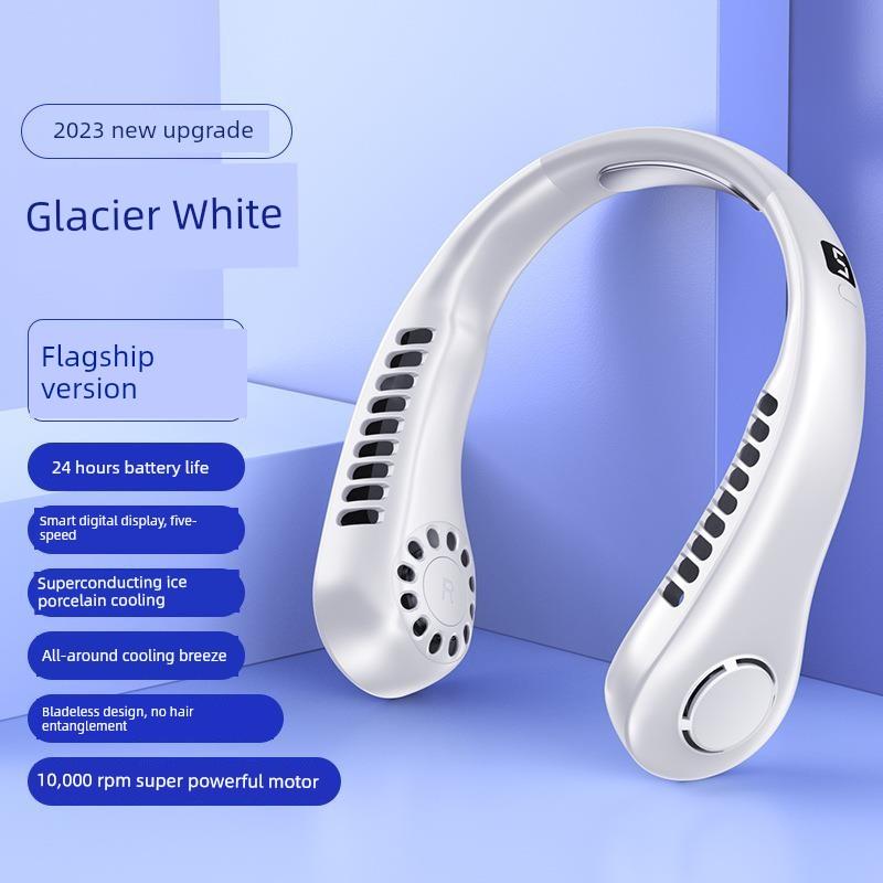 2025 New Model Neck-Hanging Fan with Cooling Function, Ultra-Long Battery Life, Portable Charging, Bladeless, Strong Wind, Ultra-Quiet, Small and
