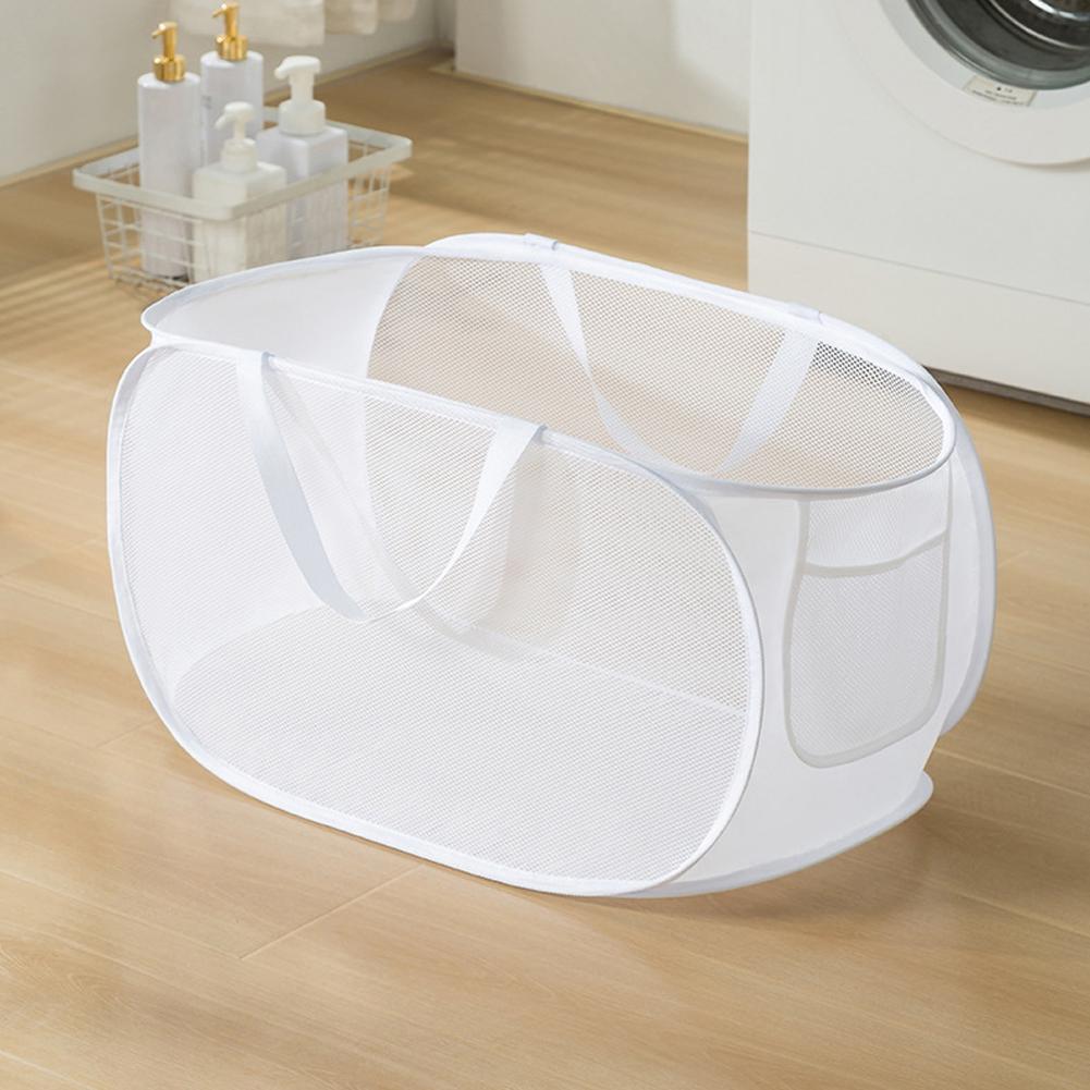 Folding Laundry Basket Organizer For Dirty Clothes Bathroom Clothes Mesh Storage Bag Household Wall Hanging Basket Frame