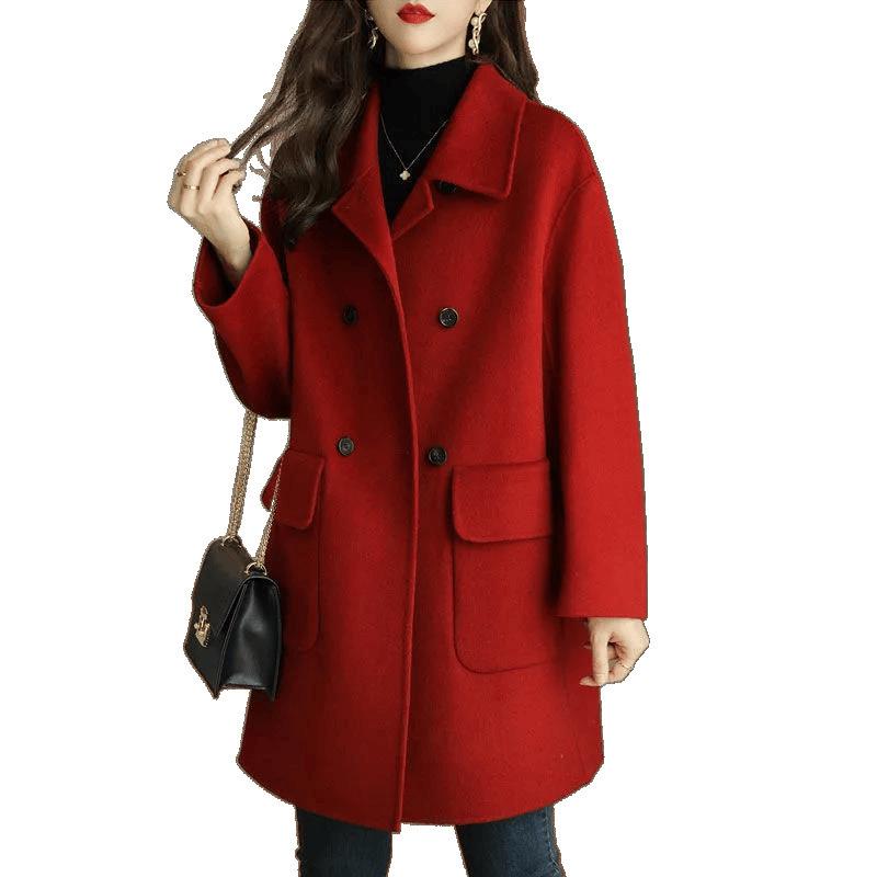 2024 Women's Wool Coat: New Style, Age-Reducing, Thickened Korean Mid-Length, Warm, Loose Fit