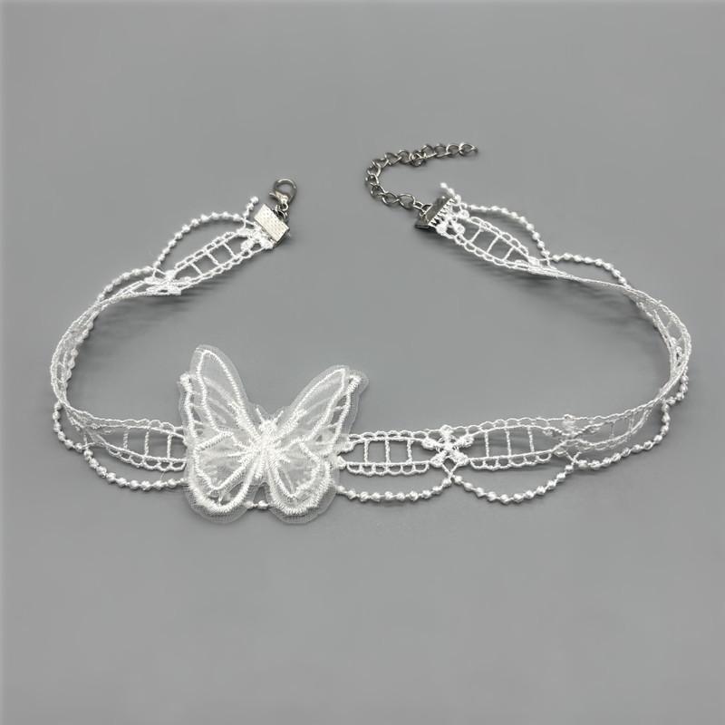 Französisches Süßes Spitze Schmetterling Vielseitiges Schlüsselbein Choker Halskette Für Frauen