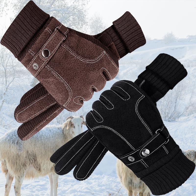 

Leather gloves pigskin winter warm tic-tac-toe screw arrow design men s ski non-slip leather gloves One Size