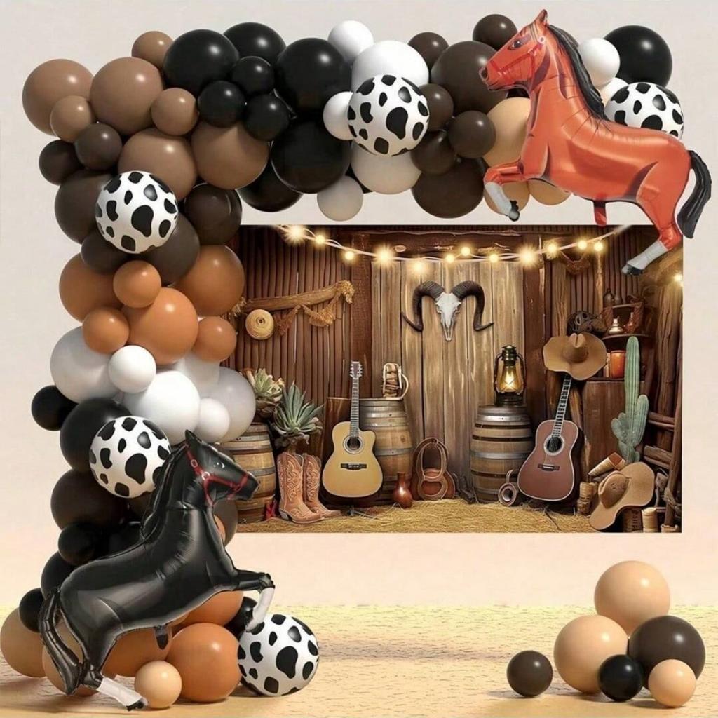 Modern Western Theme Balloon Garland Kit, BabyShower Birthday Party Centerpiece Decor for Cowboy Party