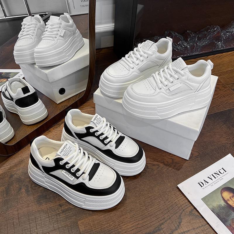 Summer new little white shoes soft-soled sports women's thick baseplate shoes lace-up board shoes women's mesh casual shoes