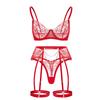 Elegant Embroidered Chain Lingerie Set: Sexy, Sheer, Three-Piece Design for Women