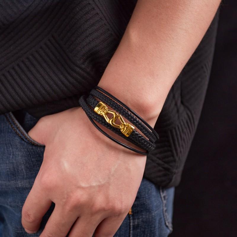Hot Selling Hand Woven Leather Jewelry European American Personalized Trend Multi-layer Bracelet Men