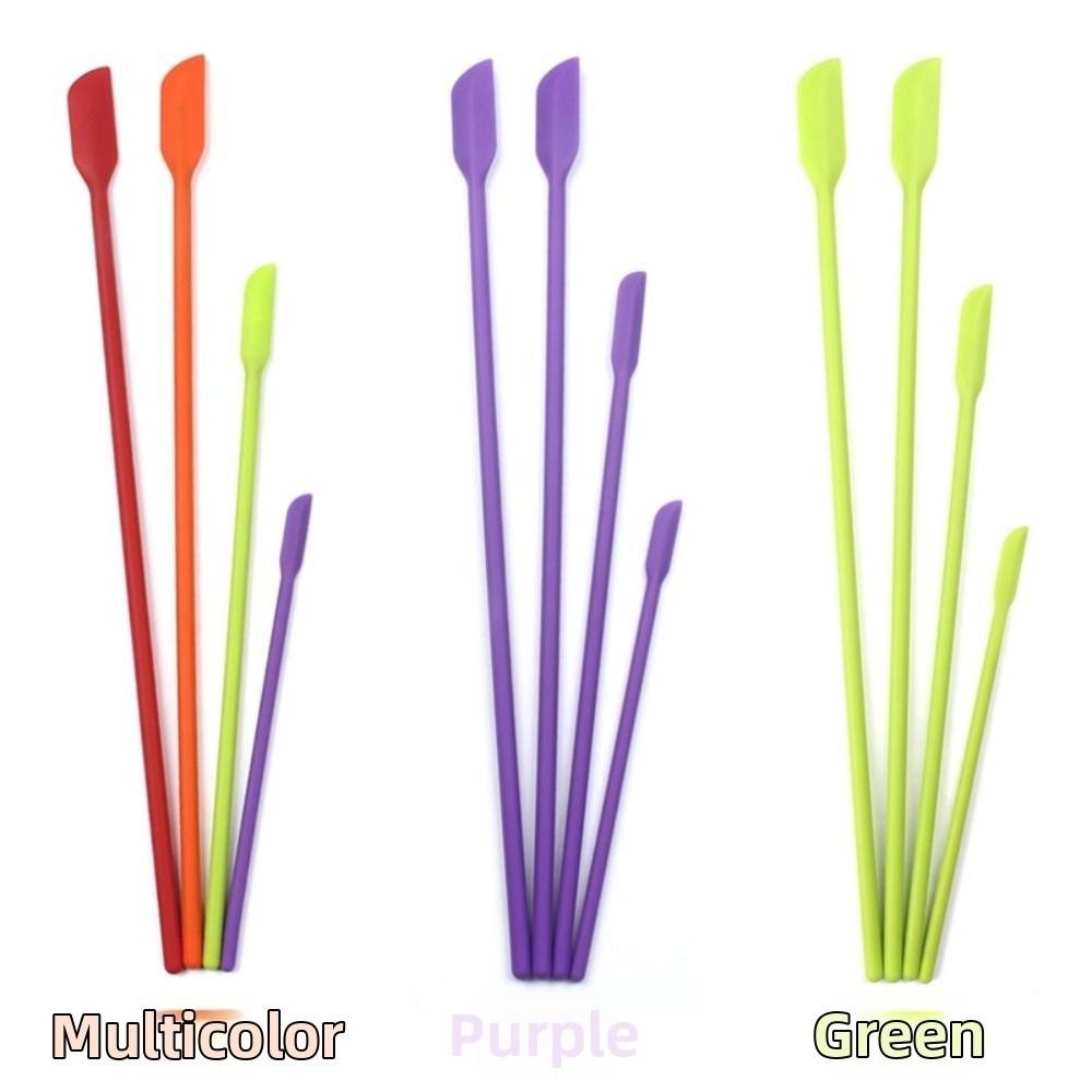 4Pcs/Set Heat-resistant Mini Silicone Spatula Set Long Handle Easy To Clean Cosmetic Jar Scraper Safe Food Grade