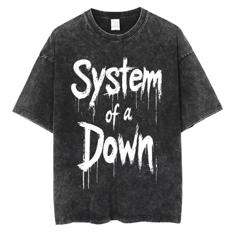 System of A Down Toxicity Album Graphic Washed Tshirt Unisex Women Rock Oversized T Shirts Unisex Vintage Alternative Metal Tshirts