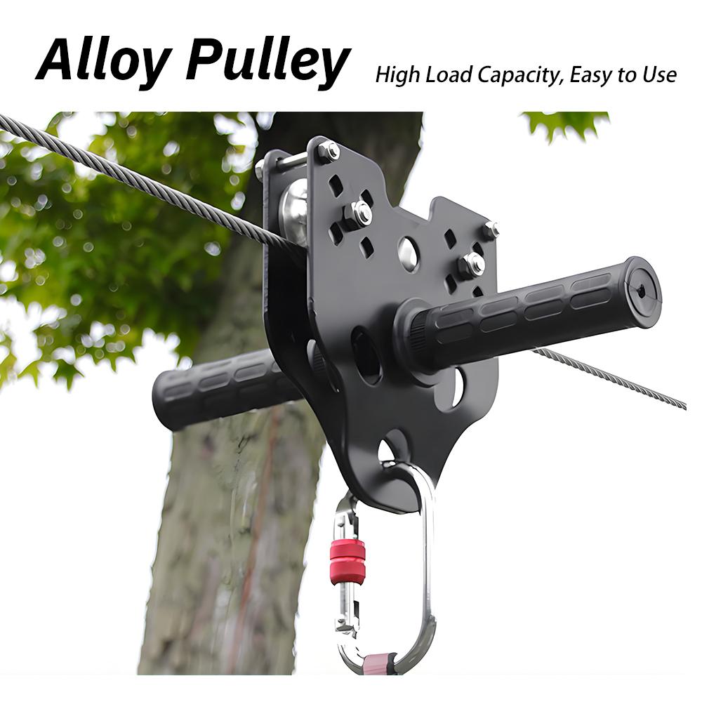 Kids Zip Line Kit Outdoor Zip Line Zip Line Swing for Children with Steel Wire Rope Pulley Safe Fun Play Equipment for Crossing