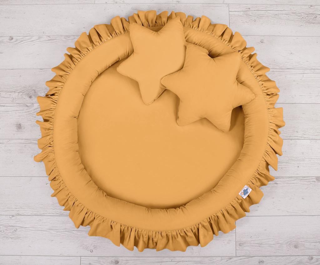 Set: Hanging Canopy For A Children's Room, Nest With A Ruffle, Pillows - Mustard