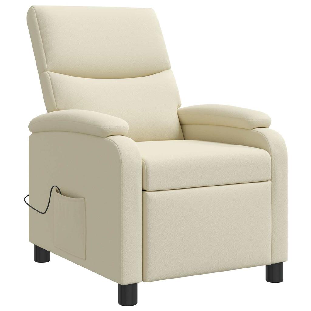 Massage Recliner Cream Faux Leather