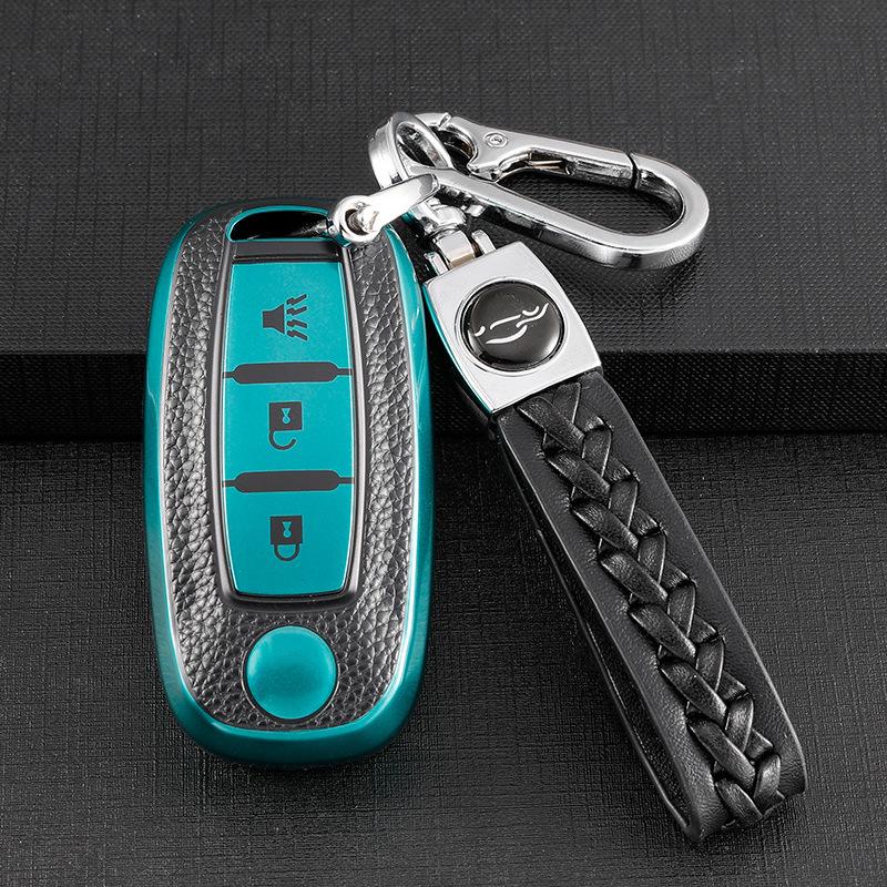 Leather Key Cover for Dongfeng Qichen D60, T90, T70 - All-Inclusive Key Shell with Buckle, Unisex Design.