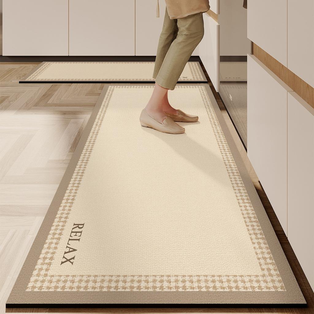 Küchenbodenmatte Rutschfest Ölbeständig Abwischbarer Teppich Leder Pvc Wasserdichter Teppich Schwarze Linientextur Heimdekorationsmatten