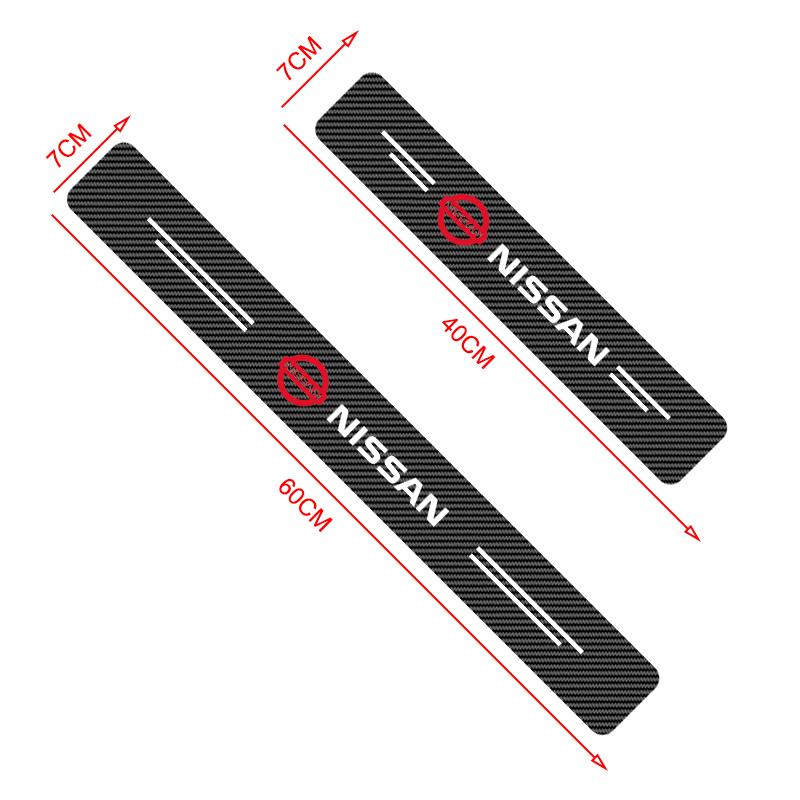 4Pcs/Set Car Scuff Plate Carbon Fiber Sticker Door Threshold Protector For Nissan Nismo Tiida Sylphy Teana Almera Qashqai J10 J11