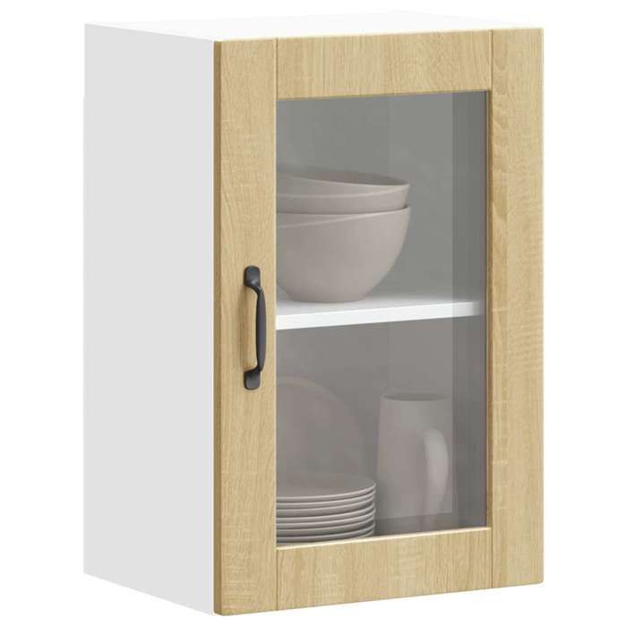 VidaXL Armoire murale de cuisine et porte en verre Porto chêne sonoma 854010