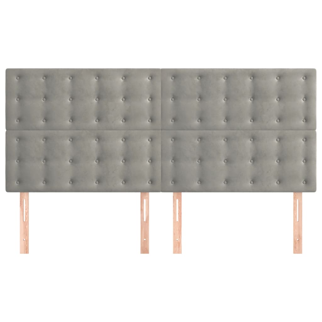 Vidaxl Bed Headboards, 4 Pcs, Light Gray, 80X5X78/88 Cm, Velvet