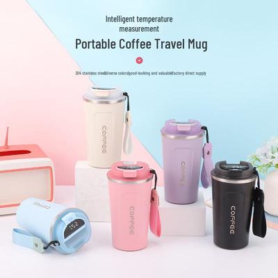 Macaron Color Insulated Coffee Cup with Temperature-Spray Coating - Portable Unisex Design