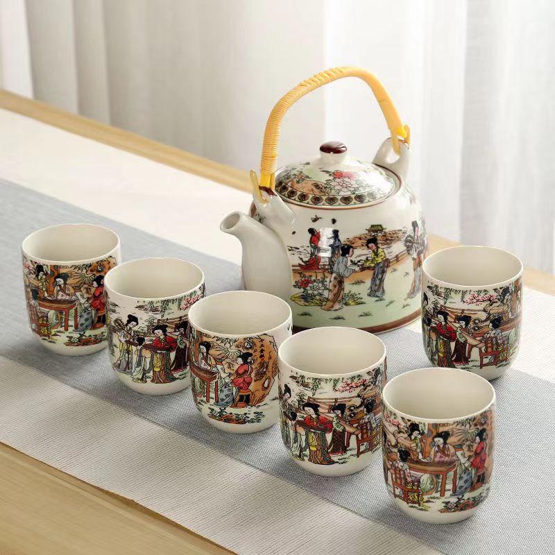 Jingdezhen Blue and White Ceramic Kung Fu Tea Set with Wooden Tray