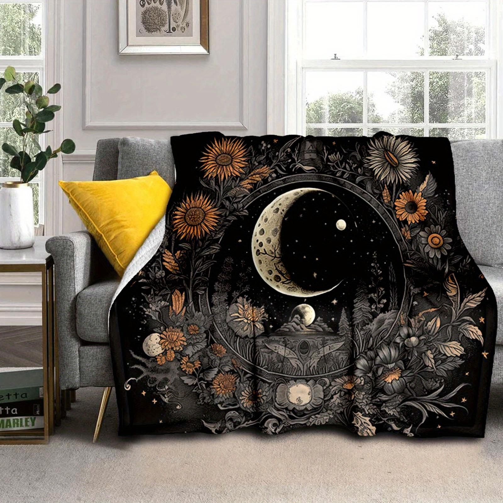

1pc Beautiful Moon And Flowers Blanket,Soft And Comfortable Blanket, Travel Sofa Bed, Office Home Decor, Birthday Gift Blanket, Boys, Girls 130cmx150cm