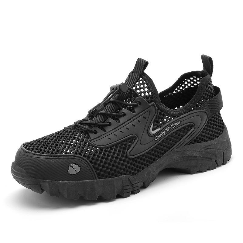 Foreign Trade Summer New Shoes Men's Breathable Deodorant Hollow Mesh Shoes Soft Sole Light Travel Shoes Wear-resistant Dad Shoes