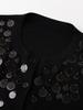 Women's Black Sequin Long Sleeve Round Neck Top - Autumn Loose Slimming N9002
