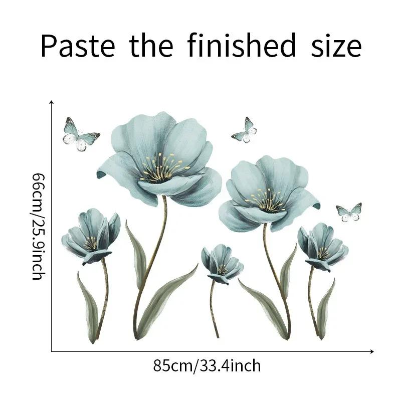 Creative Flower Wall Stickers for Living Room Bedroom Wall Decoration Self-adhesive Wall Decals for Kitchen Wallpapers for Home