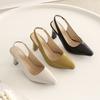 Beige Yellow Women Slingback Sandals Slingback Pointed Toe High Heel Small Big Size 32 46