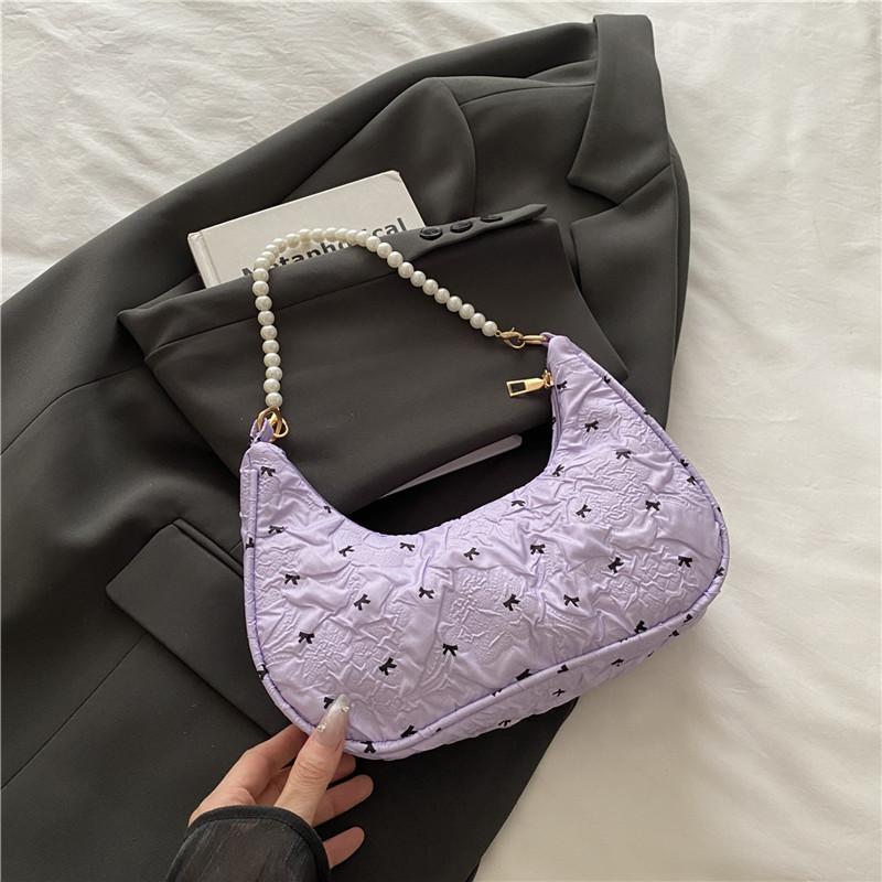 

Unique Wrinkled Bow Handbag Stylish Versatile Shoulder Underarm Purse For Women фиолетовый