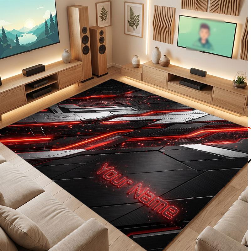Skull Gothic Theme Crystal Velvet Floor Rug Personalized Custom Name Text Warm Carpet Home Decoration