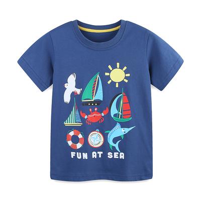 Summer New Boys T-Shirt Children's T-Shirt Cartoon Animal Print Cotton Knitted Crew Neck Kids Tops