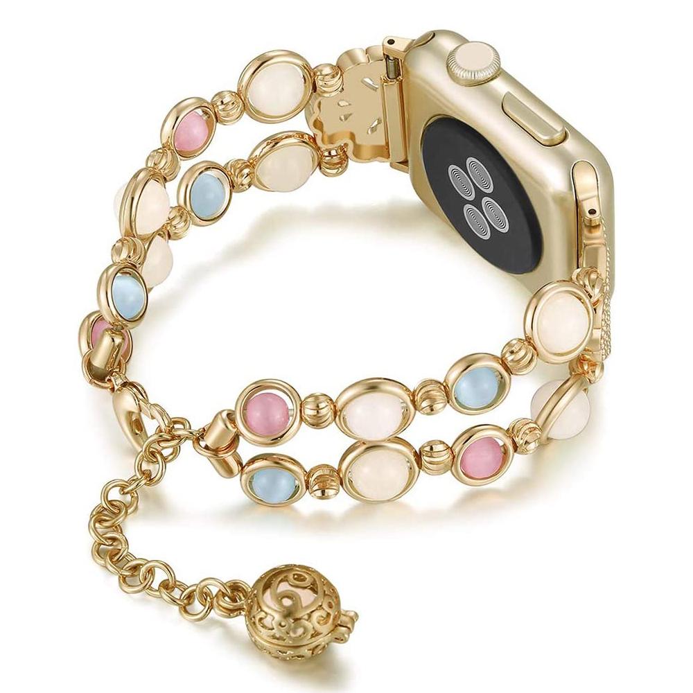 

Классический ночной светящийся ремешок для Apple Watch Band Эластичный бисерный жемчужный женский браслет 41 мм для iWatch SE Series 9 8 7 6 5 ремешок для часов 38mm 40mm
