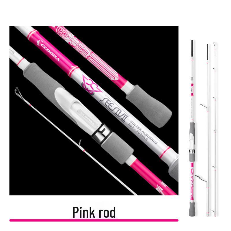 IKUDA Kisu ES7 Lure Rod, 2.13/2.44m, Gray/Pink, Saltwater/Freshwater, Straight Handle