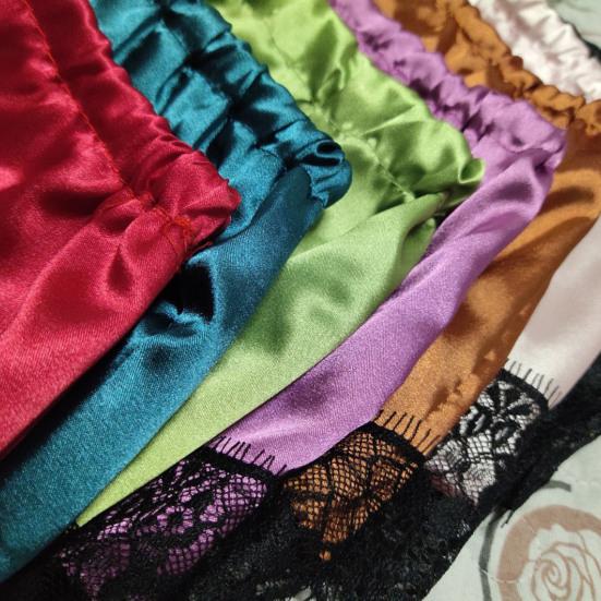 2 Pcs/Set Lady Pajamas Satin Bow Sleeveless Crop Top See-Through Lace Patchwork