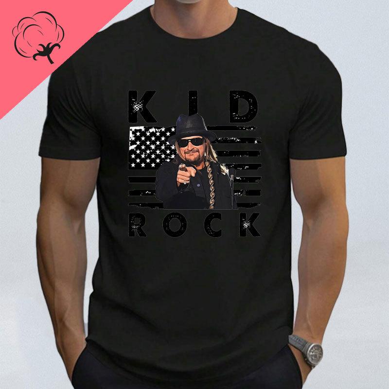 Playera Kid Rock Crossed Guns Front Classic TShirt Retro Style 100 Cotton ONeck Short Sleeve Camisa Roll Music Streetwear Tee