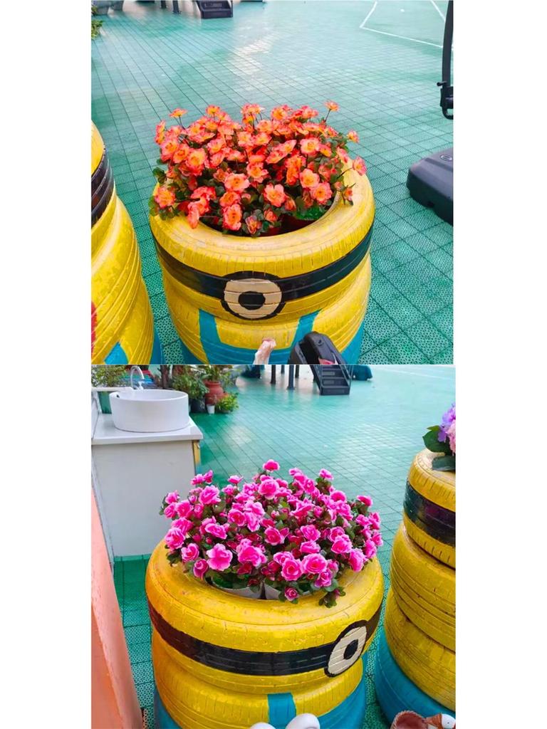 Outdoor Artificial Azalea Bonsai Set - Small Potted Plant for Flower Bed or Corridor Display