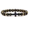 Braccialetto con ciondolo in pietra naturale con croce nera lava opaca perline bracciali fatti a mano uomo donna preghiera fitness catena coppia gioielli regalo