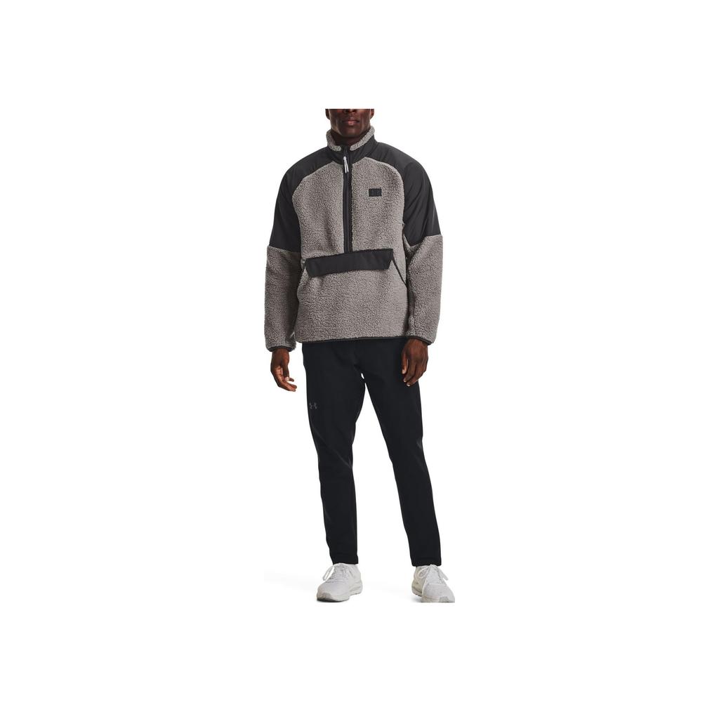 Under Armour Color Block Logo Patch Half Zip Retro Sports Stand Collar Jacket Men Jacket Gray 1373656-294