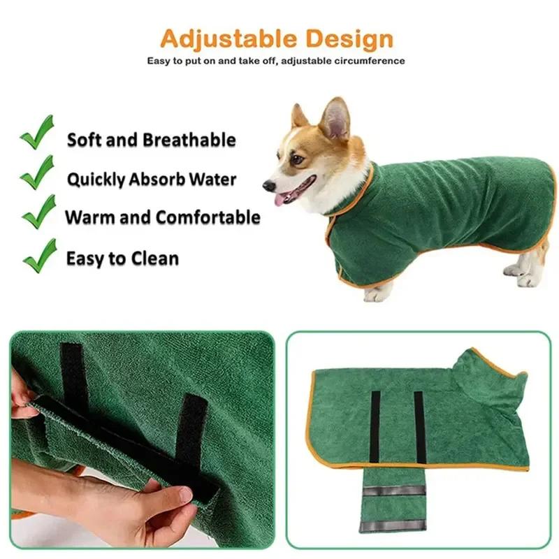 Dog Bathrobe Towel Pet Microfibre Material Fast Drying Super Absorbent Dog Bath for Small Medium Large Dogs and Cats