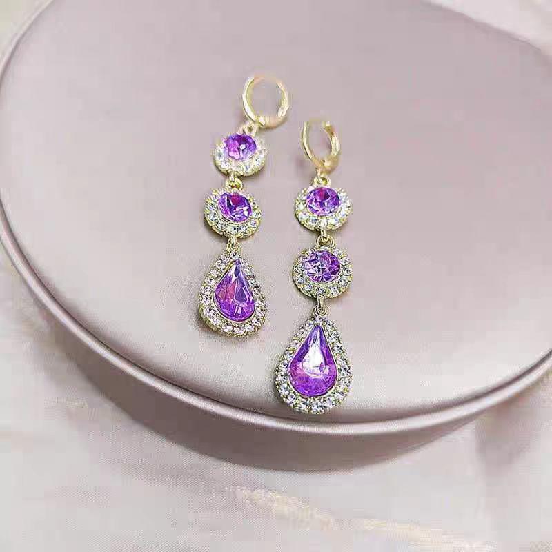 Elegant Green Zircon Teardrop Stud Earrings - Trendy High-Grade Fashion Jewelry