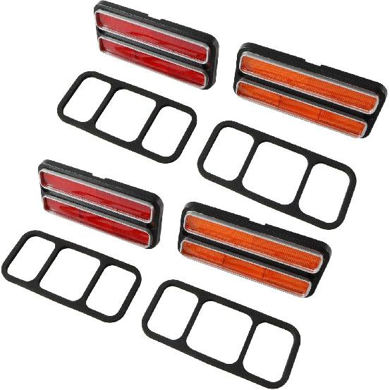 Front Amber and Rear Red Side Marker Light Lamps Compatible with 1968-1972 Chevy and GMC Pickup Truck