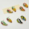 Toucan Ear Stud Pair Colorful Enamel-Look Design Gold-Tone Outline Statement Jewelry for Daily Wear and Party Looks