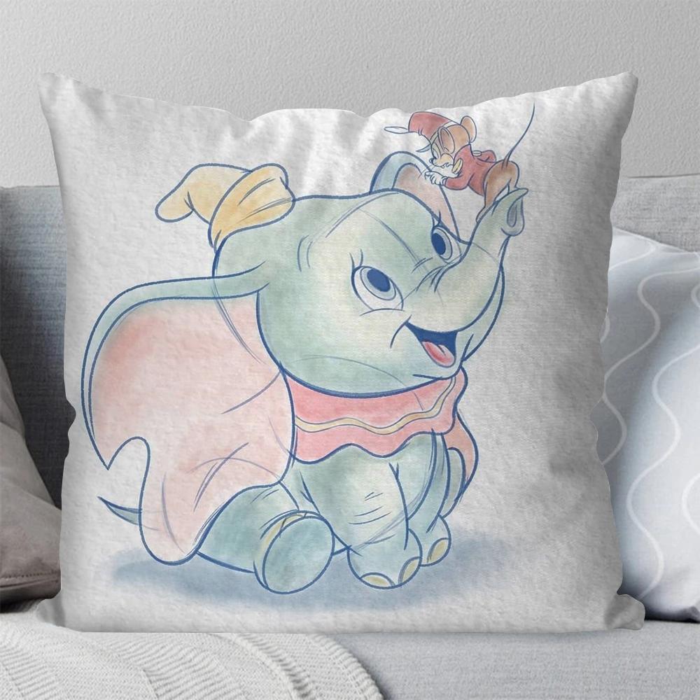 1Pc D-Dumbo Animated Character Pillow Case Square Pillow Bedroom Sofa Leisurecomfortcushioncar Living Room Home Decoration 40X40