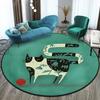 Cute Cat Round Carpet Cartoon Animal Cats Area Rug for Office Living Room Bedroom Decoration Non-slip Children's Crawl Floor Mat