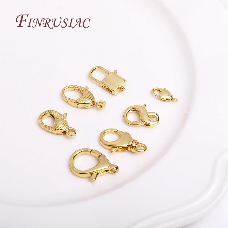 Trendy 7 Styles 18K Gold Plated Lobster Clasp Hooks Connector For Making Necklace Bracelet DIY Chain Jewelry Materials Wholesale