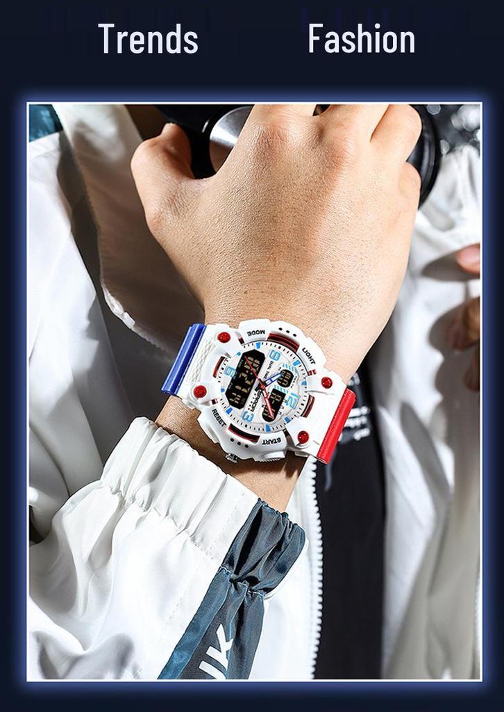 Orologio da polso sportivo multifunzione SANDA unisex con doppio display