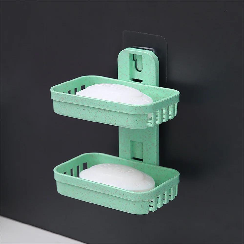 Punch Free Wall Mounted Soap Box Creative Toilet Drain Hanging Soap Container Bathroom Plastic Box Dispenser Box Soap pouch