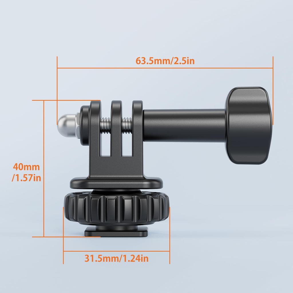 VRIG Hot Shoe Mount Hot Shoe Adapter Action Camera Mount Cold Shoe Base with Hole Tripod Mount Compatible with Video 1/4 Hero12/11/10/9/8/7/6/5,