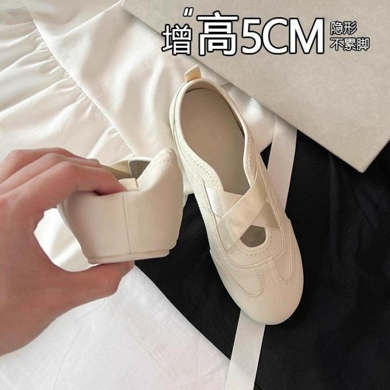 Fashion 2025 Inside Heightened Mary Jane Shoes New Summer Cross Belt Elastic Sport Ballet Women's Singles