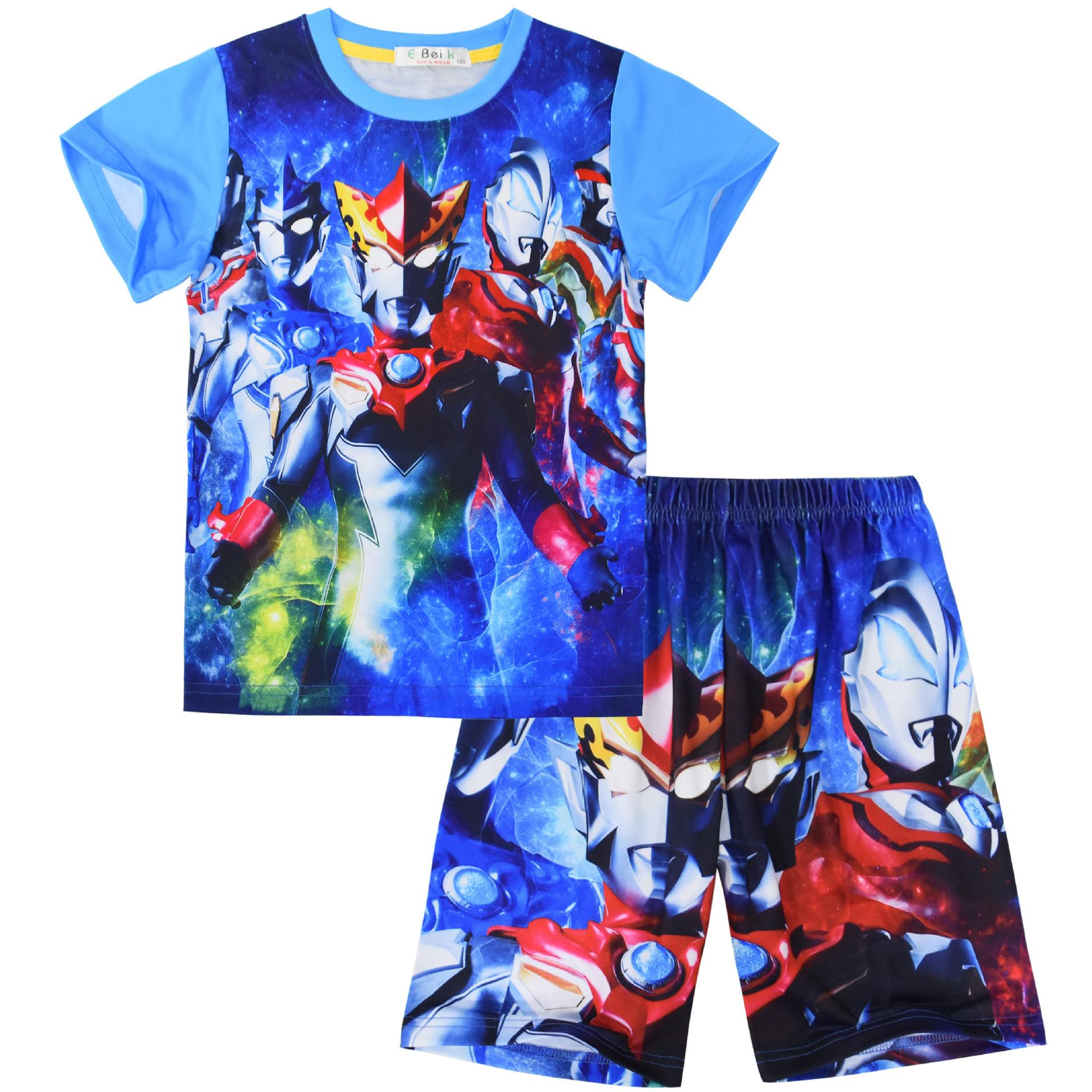 Children S Loungewear, Digitally Printed 100-140 Short-Sleeved Pajamas + Pajama Pants Two-Piece Set 869 100